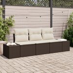 vidaXL Ensemble de canapés de jardin 3 pièces avec coussins  rotin poly marron