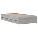 vidaXL Cadre de lit et tiroirs sonoma gris 75x190cm bois d'ingénierie