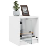 vidaXL Tables de chevet avec portes en verre 2 Pièces blanc 35x37x42 cm