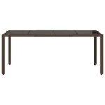 vidaXL Table de jardin avec dessus en verre marron résine tressée