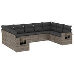 vidaXL Salon de jardin 9 Pièces avec coussins gris résine tressée