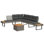 vidaXL Salon de jardin avec coussins 5 Pièces gris résine tressée acacia