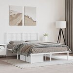 vidaXL Cadre de lit métal sans matelas et tête de lit blanc 140x190 cm