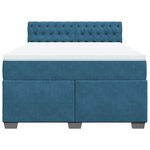 vidaXL Sommier à lattes de lit et matelas Bleu foncé 140x190cm Velours
