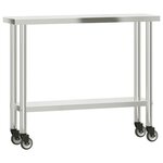 vidaXL Table de travail de cuisine avec étagère 110x30x120 cm inox