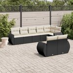 vidaXL Salon de jardin 8 Pièces avec coussins noir résine tressée