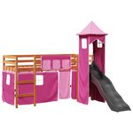 vidaXL Lit mezzanine enfants avec tour rose 90x200 cm bois pin massif