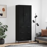vidaXL Buffet haut Noir 69 5x34x180 cm Bois d'ingénierie