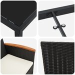 vidaXL Ensemble de salle à manger de jardin 9 pièces avec coussins noir poly rotin