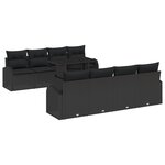 Ensemble de Canapé de Jardin de 9 Pièces avec Coussins Noir Poly Rattan