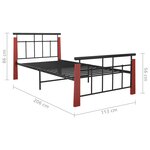 vidaXL Cadre de lit sans matelas métal bois de chêne massif 100x200 cm