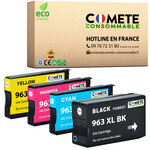 CARTOUCHE 963XL pack de 4 Cartouches Compatible avec HP COMETE, Entreprise française
