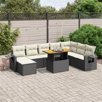 vidaXL Salon de jardin 9 Pièces avec coussins noir résine tressée
