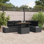 vidaXL Ensemble de Canapés de Jardin 6 pièces avec Coussins Rotin Poly Noir