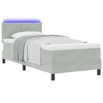 vidaXL Lit à sommier avec matelas & LED Gris clair 100x200 cm Velours