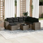 vidaXL Salon de jardin 8 Pièces avec coussins gris résine tressée