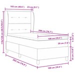 Lit avec sommier tapissier et matelas vidaXL Gris foncé 100x200 cm Velours