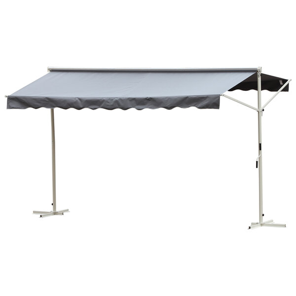 Store double pente manuel rétractable inclinaison réglable acier époxy blanc polyester imperméabilisé anti-UV gris dim. 4 50L x 3 40l x 2 55H m
