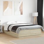 vidaXL Cadre de lit avec lumières LED chêne sonoma 150x200 cm