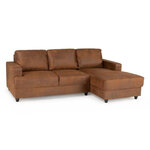 Canapé d'angle droit 4 places contemporain - Tissu marron vintage 215 x 140 x Hauteur 86 cm