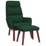 vidaXL Chaise de relaxation avec tabouret Vert foncé Tissu