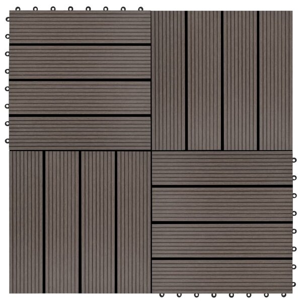vidaXL Carreau de terrasse 11 Pièces WPC 30 x 30 cm 1 m² Marron foncé