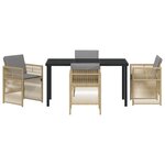 vidaXL Ensemble de salle à manger de jardin 5 pièces avec coussins en poly rotin beige