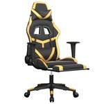 vidaXL Chaise de jeu avec repose-pied Noir et doré Similicuir