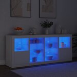 vidaXL Buffet avec lumières LED blanc 163x37x67 cm