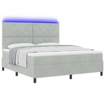 Lit à ressort vidaXL avec matelas et lumière LED Gris clair 180x200 cm Velours