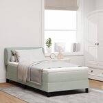 Lit à ressort vidaXL avec un matelas gris clair 100x200 cm en velours