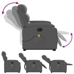 vidaXL Fauteuil inclinable de massage électrique Gris foncé Tissu