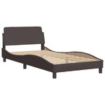 vidaXL Cadre de lit avec lumières LED marron foncé 100x200 cm tissu