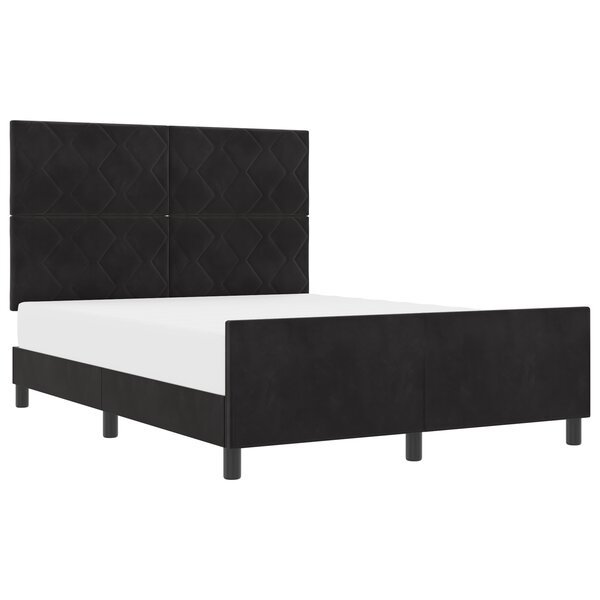 Structure de lit en velours noir 160x200 cm