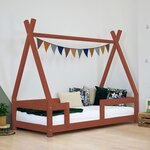 Lit cabane enfant NAKANA 90 x 160 rouge brique