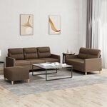 vidaXL Ensemble de canapés 3 Pièces avec coussins Marron Tissu