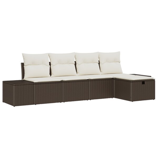vidaXL Ensemble de Canapé de 5 Pièces avec Coussins Marron