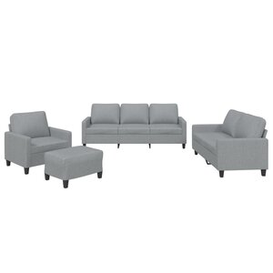 vidaXL Ensemble de canapés 4 Pièces avec coussins Gris clair Tissu