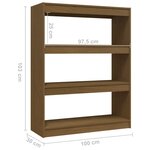 vidaXL Bibliothèque/Séparateur de pièce Marron miel 100x30x103 cm Pin
