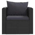 vidaXL Salon de jardin 7 Pièces avec coussins Résine tressée Noir