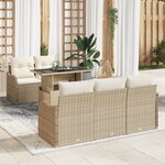 Ensemble de 6 pièces de canapés de jardin avec coussins en rotin poly beige