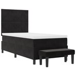 vidaXL Lit à Ressorts avec Matelas & Banc Noir 90x200 cm en Velours