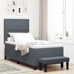 vidaXL Lit à Ressorts avec Matelas & Banc Gris Foncé 90x200 cm Velours