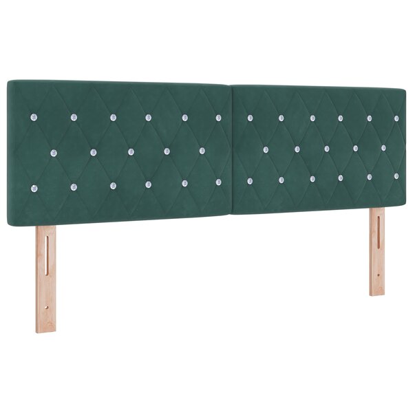 Tête de lit vidaXL Bouton en cristal capitonné Vert foncé 160 cm Velours