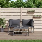 vidaXL Salon de jardin 3 Pièces avec coussins anthracite résine tressée