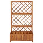 vidaXL Lit surélevé avec treillis 85x38x150 cm Bois massif d'acacia