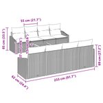 vidaXL Ensemble de Sofa de Jardin 7 Pièces avec Coussins Gris Poly Rotin Acacia