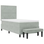 vidaXL Lit à Sommier avec Matelas & Banc Gris Clair 90x190 cm Velours