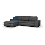 Canapé d'angle convertible réversible 5 places Indian - Tissu gris foncé - 289 x 94/188 x 88 cm