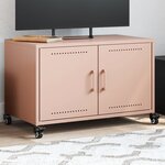 vidaXL Meuble TV rose 68x39x43 5 cm acier laminé à froid
